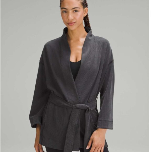 Lululemon Ribbed Softstreme Belted Wrap Charcoal - Picture 1 of 4
